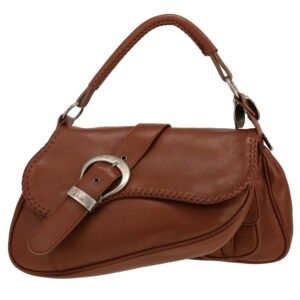 Dior Gaucho bag worn on the shoulder or carried in the hand in brown leather