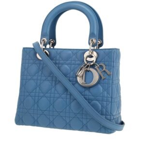 Dior Lady Dior handbag in blue leather cannage