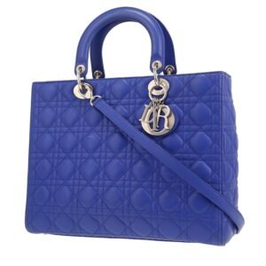 Dior Lady Dior handbag in blue leather cannage