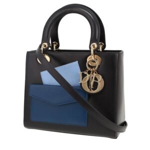 Dior Lady Dior handbag in blue smooth leather