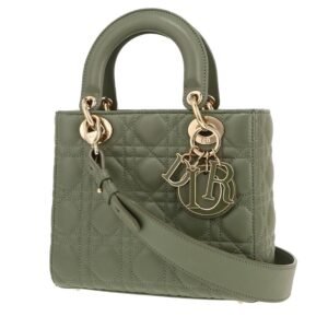 Dior Lady Dior handbag in green leather cannage