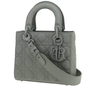 Dior Lady Dior handbag in grey leather cannage