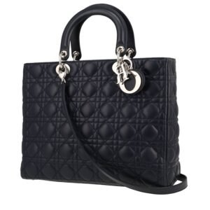 Dior Lady Dior handbag in navy blue leather cannage