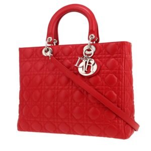 Dior Lady Dior handbag in red leather cannage