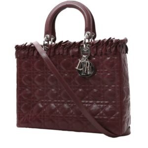 Dior Lady Dior large model handbag in burgundy leather cannage