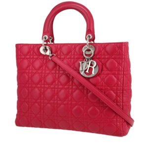 Dior Lady Dior large model handbag in fushia pink leather cannage