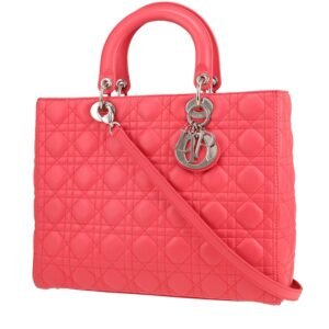 Dior Lady Dior large model handbag in pink leather cannage