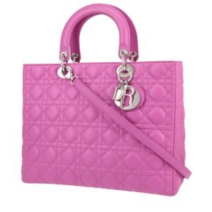 Dior Lady Dior large model handbag in pink leather cannage
