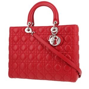 Dior Lady Dior large model handbag in red leather cannage