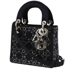Dior Lady Dior mini shoulder bag in black satin