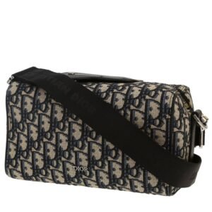 Dior Lingot 22 shoulder bag in navy blue monogram canvas Oblique