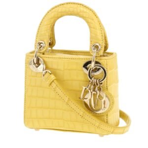 Dior Micro Lady Dior shoulder bag in yellow crocodile