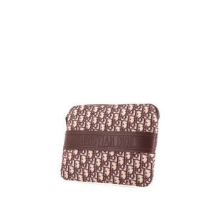 Dior Oblique pouch in burgundy and beige monogram canvas Oblique and burgundy leather