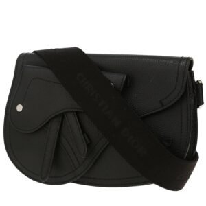 Dior Pochette Saddle clutch-belt in black grained leather