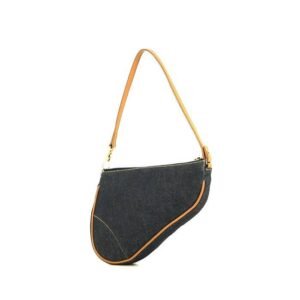 Dior Pochette Saddle handbag/clutch in blue denim and natural leather