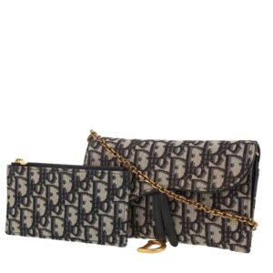 Dior Pochette Saddle shoulder bag in blue monogram canvas Oblique