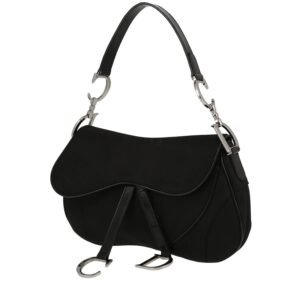 Dior Saddle handbag in black canvas and black patent leather