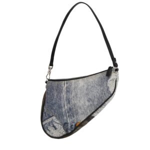Dior Saddle handbag in blue denim canvas and black leather