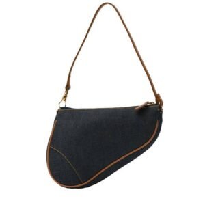 Dior Saddle handbag in blue denim canvas and brown leather