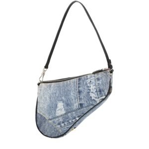 Dior Saddle handbag in blue denim canvas and navy blue leather