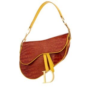 Dior Saddle handbag in yellow and red patent leather