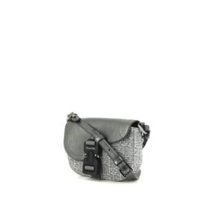 Dior Saddle Messenger shoulder bag in grey logo canvas and silver leather