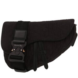 Dior Saddle shoulder bag in black logo canvas and black leather