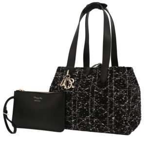 Dior Toujours handbag in black and white tweed and black leather