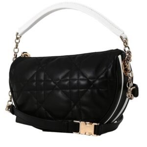 Dior Vibe Hobo handbag in black leather cannage and white leather