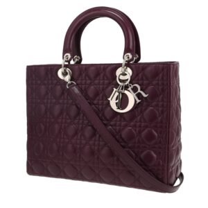 EAG9663 Dior Lady Dior handbag in purple leather cannage