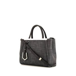 Fendi 2 Jours shoulder bag in grey denim canvas and black leather