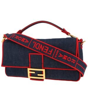 Fendi Baguette handbag in blue and red denim canvas