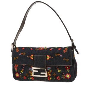 Fendi Baguette handbag in blue denim canvas