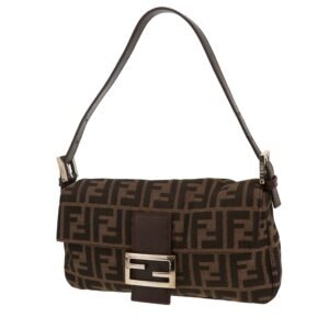 Fendi Baguette handbag in brown logo canvas and brown leather