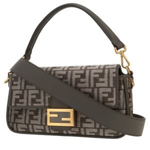 Fendi Baguette handbag in grey logo canvas and grey leather