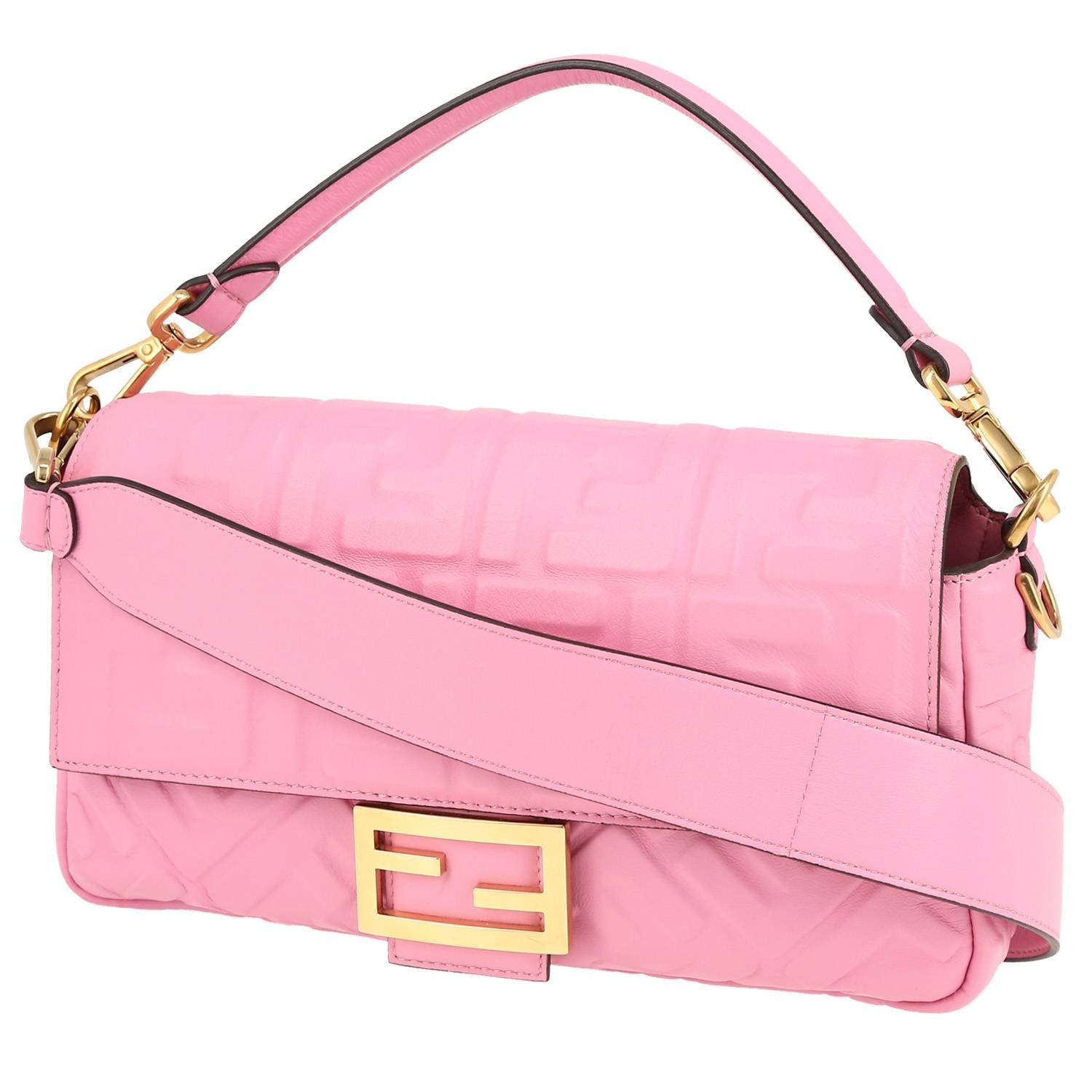 Fendi Baguette handbag in pink monogram leather