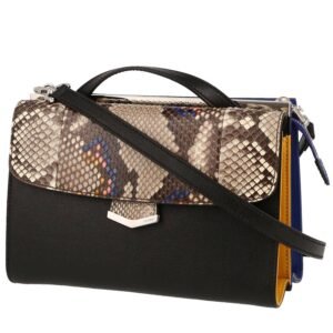 Fendi Demi Jour shoulder bag in yellow, black and blue leather and beige python