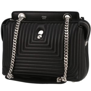 Fendi Dotcom bag worn on the shoulder or carried in the hand in black leather