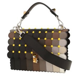 Fendi Kan I shoulder bag in black, brown, beige and taupe leather