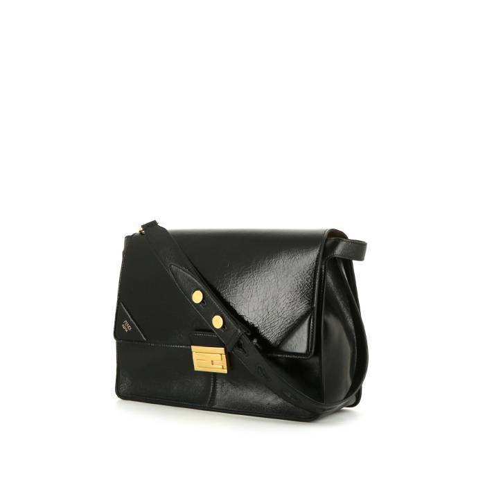 Fendi Kan U large model shoulder bag in black patent leather
