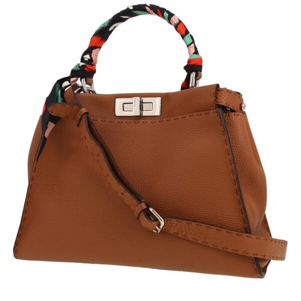 Fendi Peekaboo medium model shoulder bag in brown grained leather