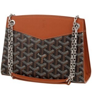 Goyard Rouette handbag in brown Goyard canvas and brown leather