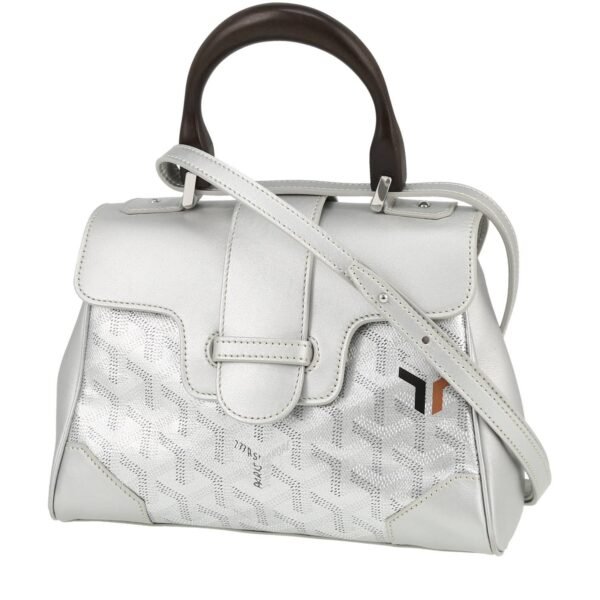 Goyard Saigon handbag in silver Goyard canvas and silver leather
