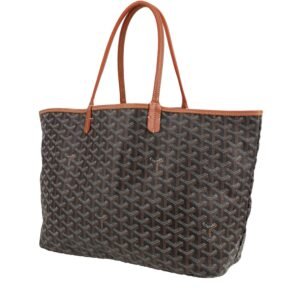 Goyard Saint-Louis shopping bag in black Goyard canvas and brown leather