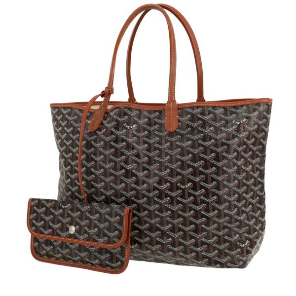Goyard Saint-Louis shopping bag in brown and black Goyard canvas and brown leather