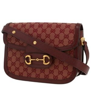Gucci 1955 Horsebit small model shoulder bag in burgundy "sûpreme GG" canvas and burgundy leather
