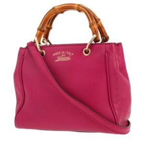 Gucci Bamboo handbag in pink leather and bamboo