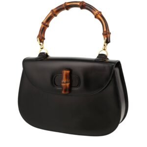Gucci Bamboo shoulder bag in black leather and bamboo