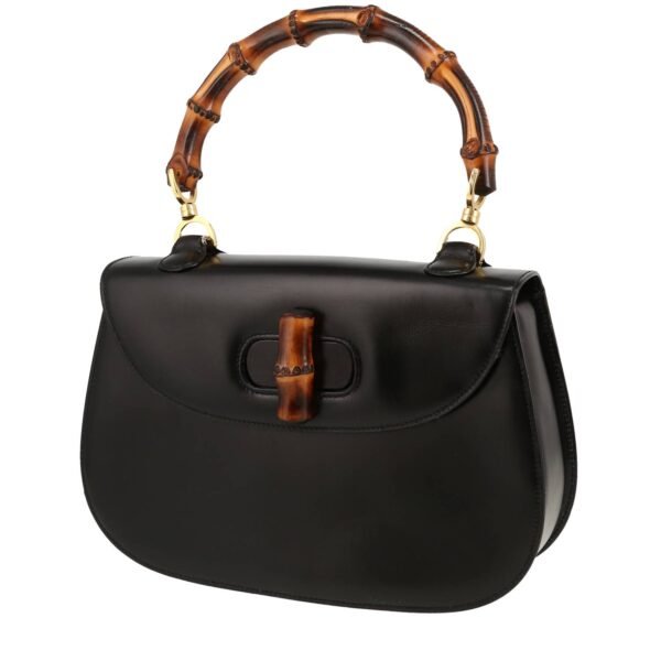Gucci Bamboo shoulder bag in black leather and bamboo