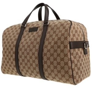 Gucci Boston handbag in brown monogram canvas and brown leather